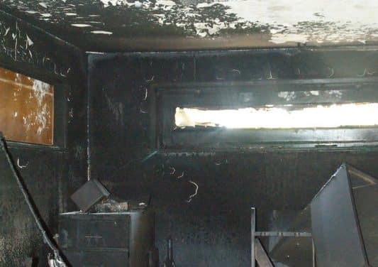Le siège du Réveil chambonnaire incendié.