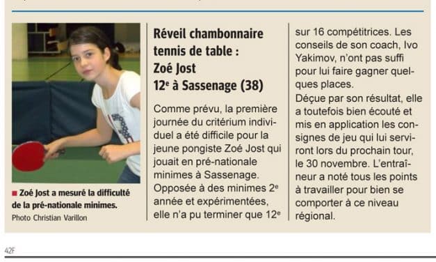 Zoé Jost 12ème à Sassenage