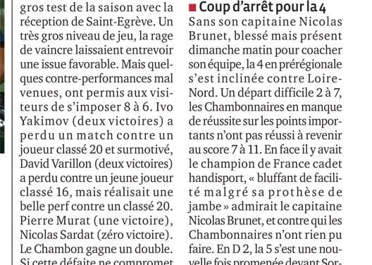 La Une s&rsquo;incline  6-8 face à Saint-Egrève