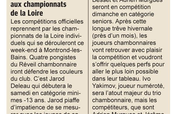 Quatre pongistes chambonaires aux Championnats de la Loire