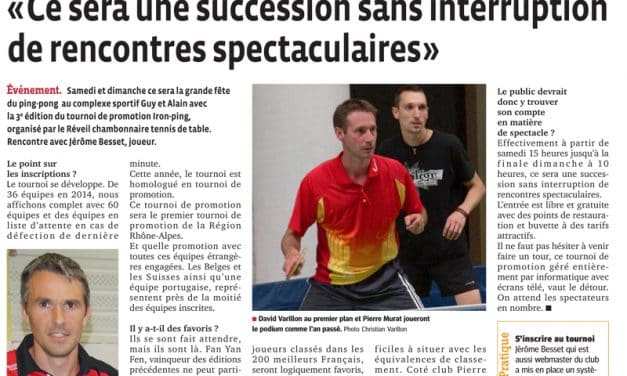 Webmaster et pongiste chevronné, Jérôme Besset fait le point sur le tournoi Iron-ping.