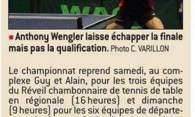 Anthony Wengler qualifié à l&rsquo;échelon régionale.