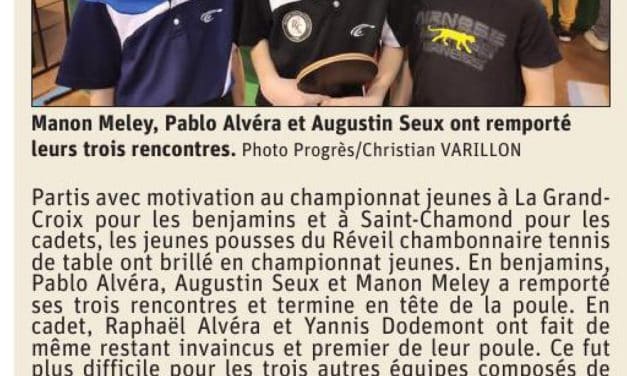 Les jeunes pongistes au championnat Jeunes