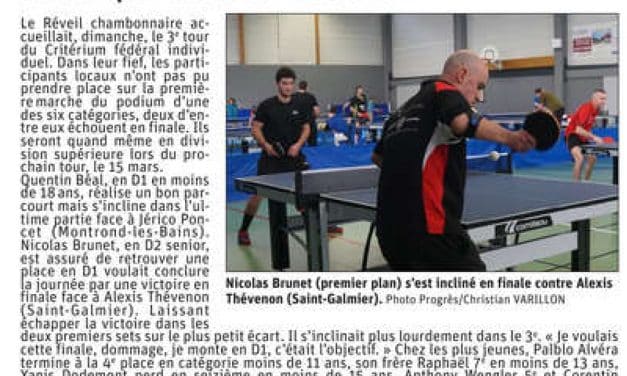 Quentin (-18ans) et Nicolas (D2 senior) s&rsquo;inclinent en finale